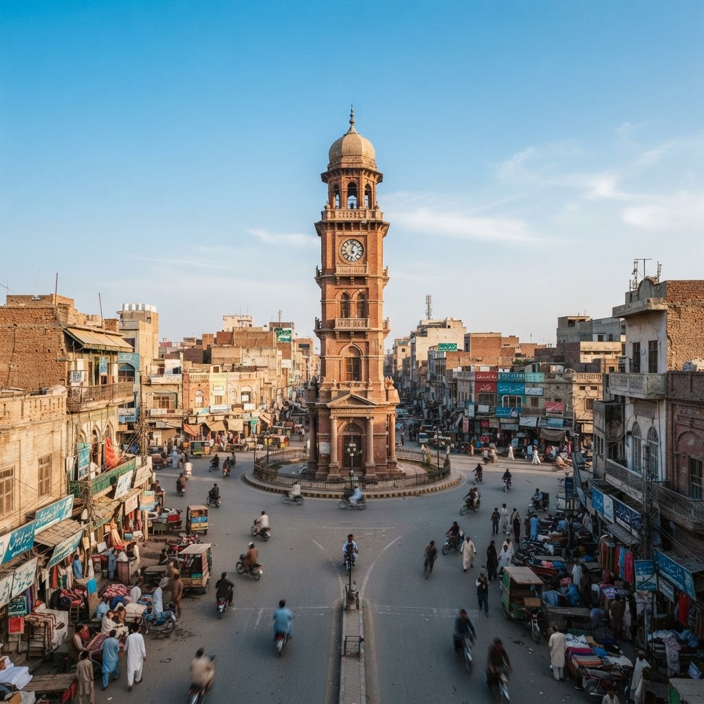 Faisalabad Clock Tower (Ghanta Ghar) in Faisalabad, Pakistan