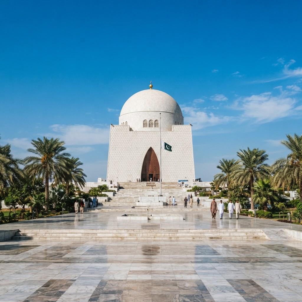 Mazar-e-Quaid, the Tomb of Muhammad Ali Jinnah, in Karachi, Pakistan
